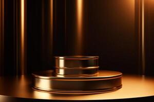 Luxury gold podium backgrounds stage for product presentation display photo