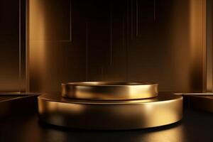 Luxury gold podium backgrounds stage for product presentation display photo