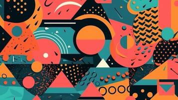 Abstract background with geometric elements and memphis style. photo