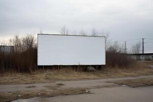 a Blank white sign board mockup isolated outside photo