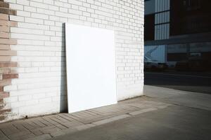 a Blank white sign board mockup isolated outside photo