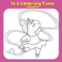 Educational printable coloring worksheet. Cute unicorn illustration. Printable coloring page. Vector illustrations.