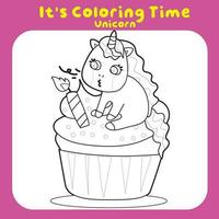 Educational printable coloring worksheet. Cute unicorn illustration. Printable coloring page. Vector illustrations.