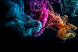 Colorful smoke isolated on black background. Abstract background of colorful smoke. photo