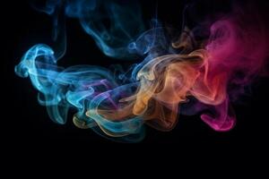 Colorful smoke isolated on black background. Abstract background of colorful smoke. photo