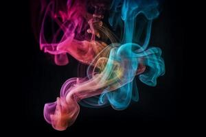 AI Generative Colorful smoke isolated on black background. Abstract background of colorful smoke. photo