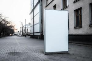 a Blank white sign board mockup isolated outside photo