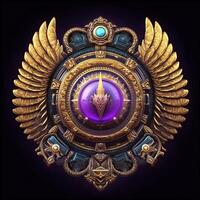 Luxury shield with wings and crystal ball photo