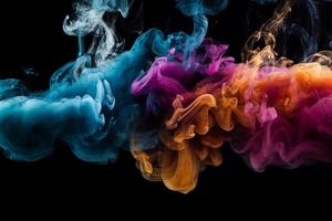 Colorful smoke isolated on black background. Abstract background of colorful smoke. photo