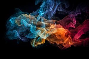 Colorful smoke isolated on black background. Abstract background of colorful smoke. photo