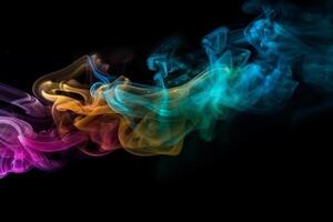 Colorful smoke isolated on black background. Abstract background of colorful smoke. photo