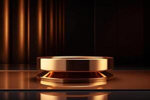 Luxury gold podium backgrounds stage for product presentation display photo