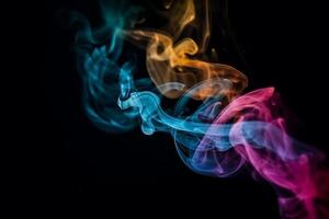 Colorful smoke isolated on black background. Abstract background of colorful smoke. photo