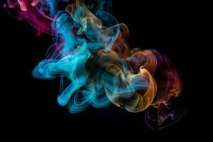 Colorful smoke isolated on black background. Abstract background of colorful smoke. photo