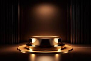 Luxury gold podium backgrounds stage for product presentation display photo