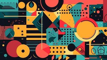 Abstract background with geometric elements and memphis style. photo