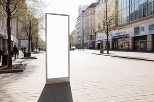 a Blank white sign board mockup isolated outside photo