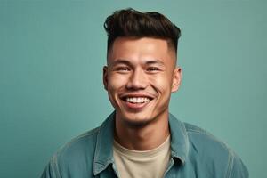 a man on solid color background with a Smile facial expression photo