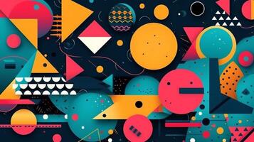 Abstract background with geometric elements and memphis style. photo