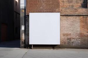 a Blank white sign board mockup isolated outside photo