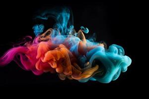 Colorful smoke isolated on black background. Abstract background of colorful smoke. photo