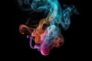 Colorful smoke isolated on black background. Abstract background of colorful smoke. photo