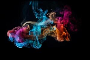 Colorful smoke isolated on black background. Abstract background of colorful smoke. photo