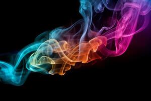 Colorful smoke isolated on black background. Abstract background of colorful smoke. photo