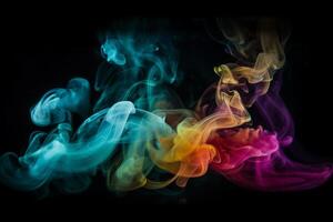 Colorful smoke isolated on black background. Abstract background of colorful smoke. photo