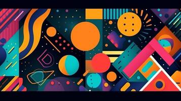 Abstract background with geometric elements and memphis style. photo