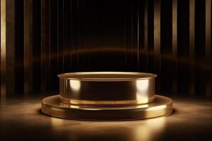 Luxury gold podium backgrounds stage for product presentation display photo