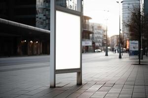 a Blank white sign board mockup isolated outside photo