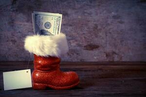 Christmas boot with money photo