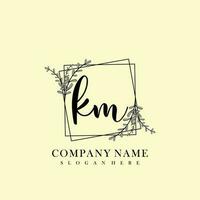 KM Initial beauty floral logo template vector