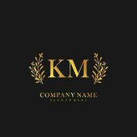 KM Initial beauty floral logo template vector