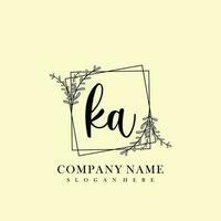 KA Initial beauty floral logo template vector