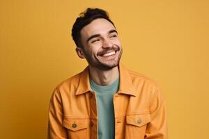 a man on solid color background with a Smile facial expression photo