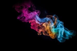 Colorful smoke isolated on black background. Abstract background of colorful smoke. photo