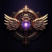 Luxury shield with wings and crystal ball photo