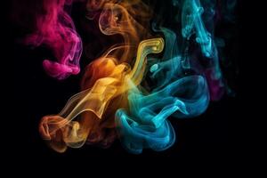 Colorful smoke isolated on black background. Abstract background of colorful smoke. photo