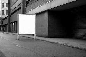 a Blank white sign board mockup isolated outside photo