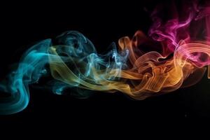 Colorful smoke isolated on black background. Abstract background of colorful smoke. photo