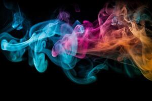 Colorful smoke isolated on black background. Abstract background of colorful smoke. photo