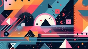 Abstract background with geometric elements and memphis style. photo