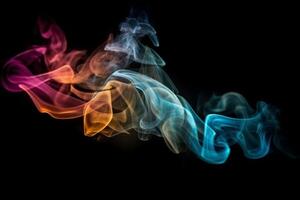 Colorful smoke isolated on black background. Abstract background of colorful smoke. photo