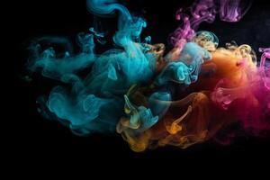 Colorful smoke isolated on black background. Abstract background of colorful smoke. photo
