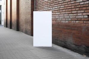 a Blank white sign board mockup isolated outside photo