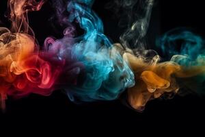 Colorful smoke isolated on black background. Abstract background of colorful smoke. photo