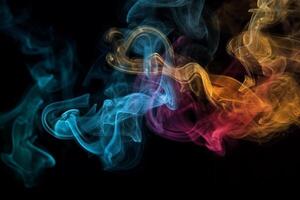 Colorful smoke isolated on black background. Abstract background of colorful smoke. photo