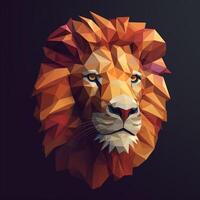 Low poly portrait of a lion. Polygonal low poly illustration. photo